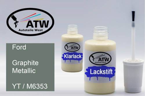 Ford, Graphite Metallic, YT / M6353: 20ml Lackstift + 20ml Klarlack - Set, von ATW Autoteile West.